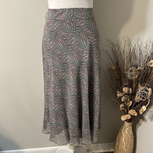 NWT AK Anne Klein 100% Silk Multicolor Hemisphere Pattern A-Line Skirt Lined 10 - Picture 1 of 6